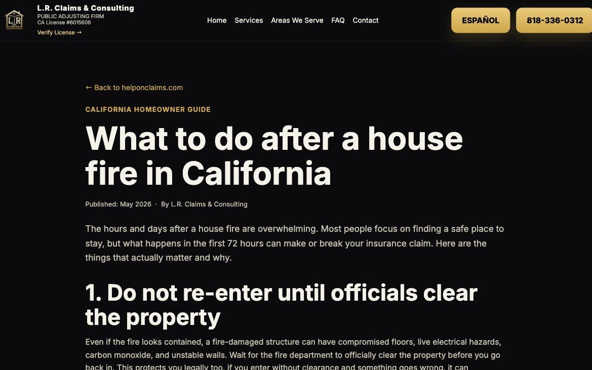 An educational blog article on what to do after a house fire.