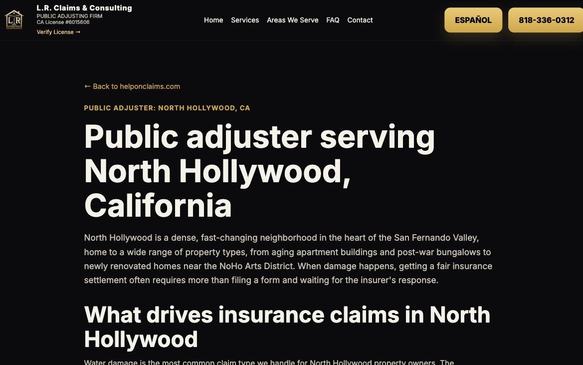 A localized city landing page for North Hollywood.