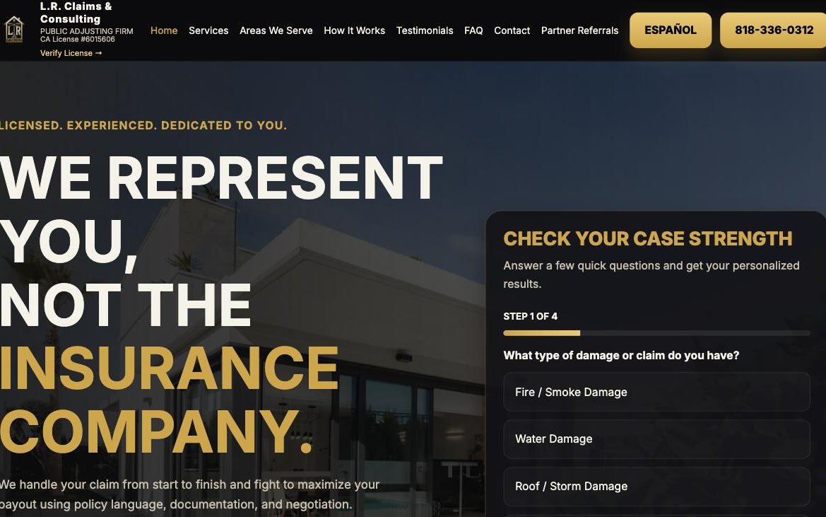 Help On Claims homepage.