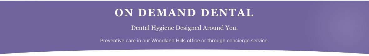 On Demand Dental brand banner in deep purple, reading Dental Hygiene Designed Around You.