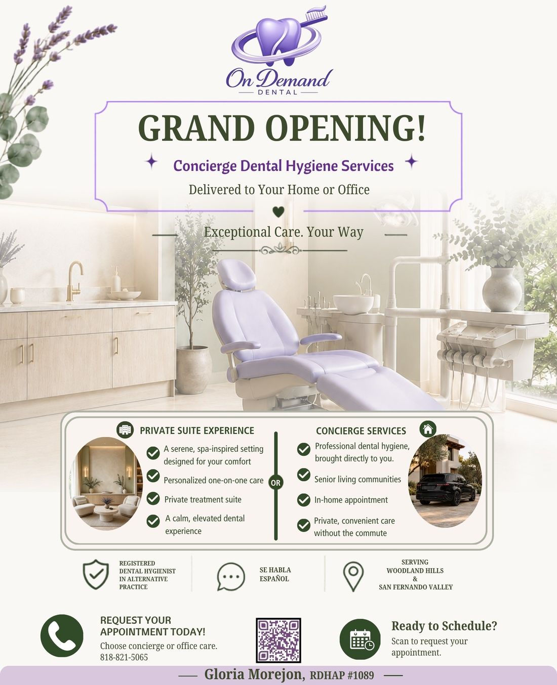 On Demand Dental grand-opening direct mail flyer.