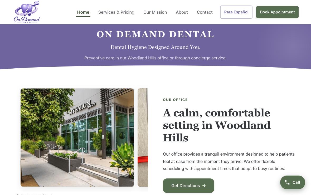 On Demand Dental homepage, full desktop view.