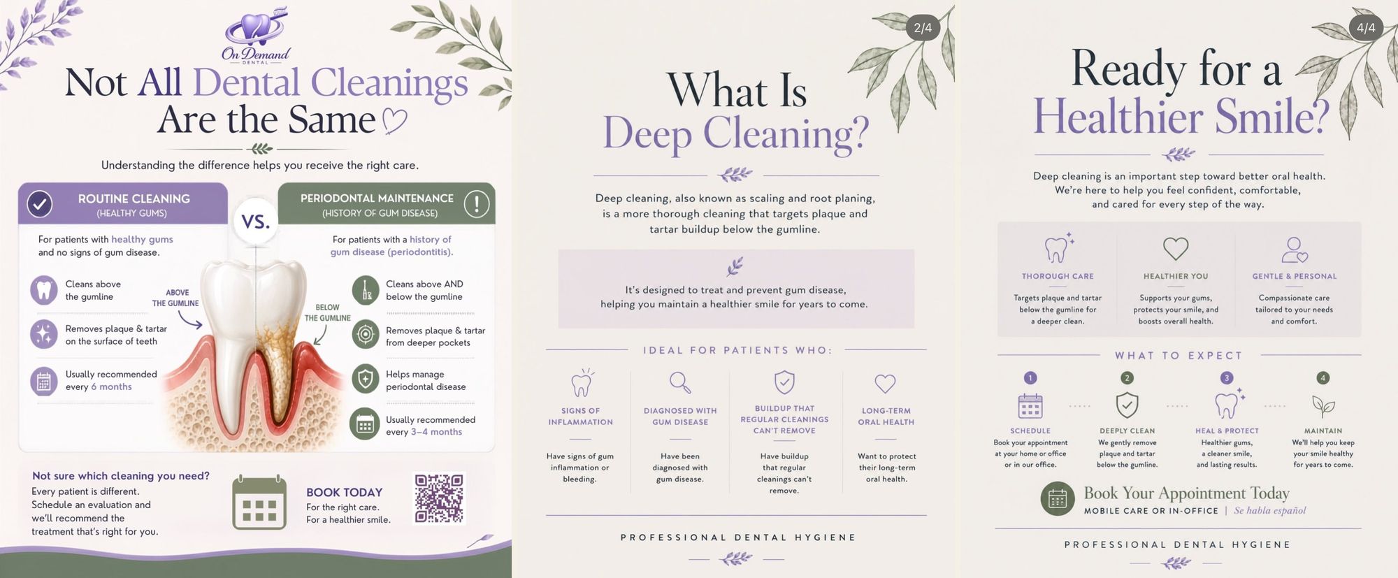 A set of Instagram launch graphics for On Demand Dental.