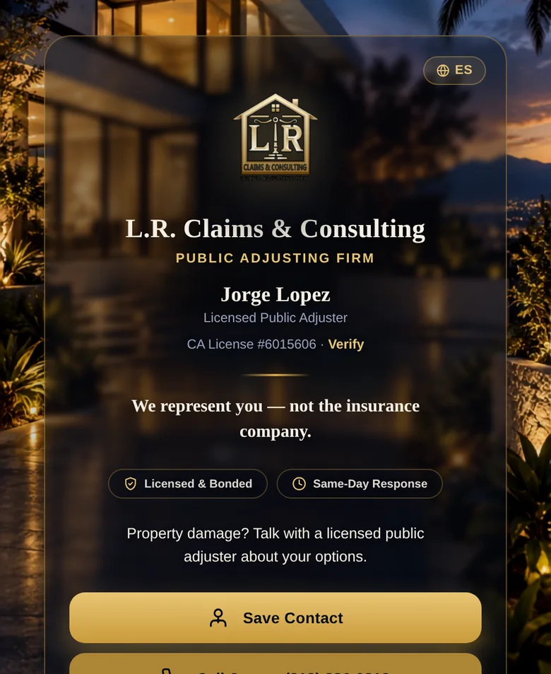Preview of the L.R. Claims & Consulting Signature card