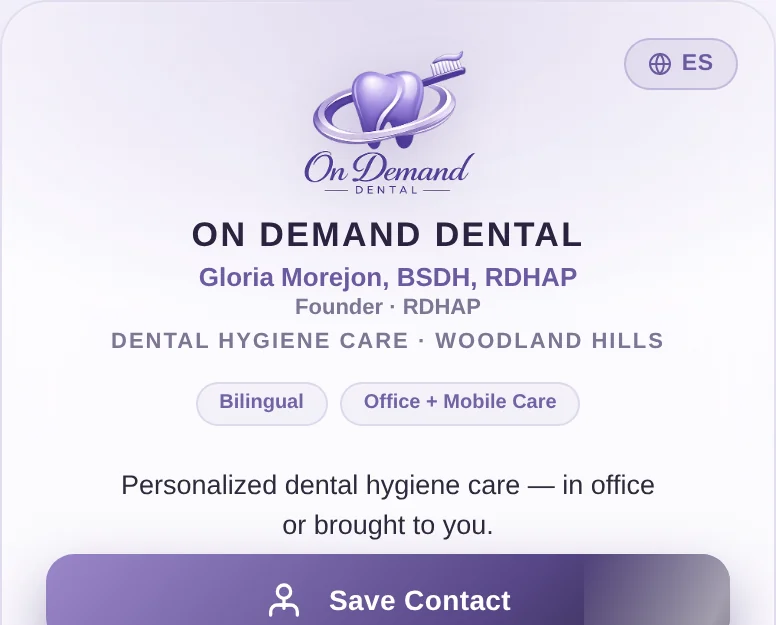 Preview of the On Demand Dental Signature card